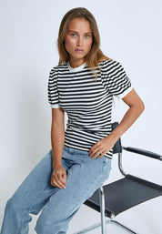 Minus MSJohanna Striped Tee T-Shirt 100S Black Striped