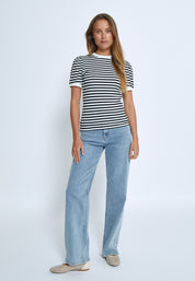 Minus MSJohanna Striped Tee T-Shirt 100S Black Striped