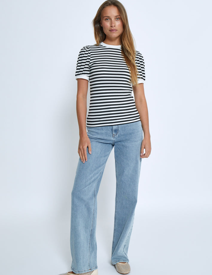 Minus MSJohanna Striped Tee T-Shirt 100S Black Striped