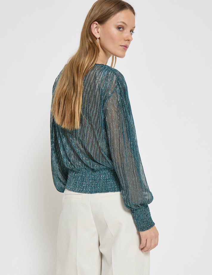 Minus MSKamina Slå-om Bluse Bluser 2061MET LAKE BLUE METALLIC