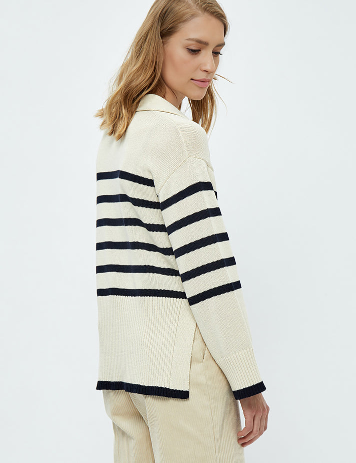 Minus MSLeonie Strik Pullover Pullover 0011S Gardenia Stripe