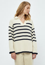 Minus MSLeonie Strik Pullover Pullover 0011S Gardenia Stripe