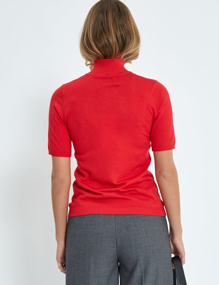 Minus MSLima Rullekrave Strik T-Shirt 4175 Tomato