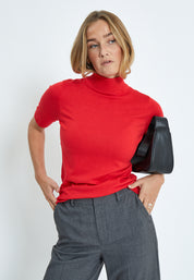 Minus MSLima Rullekrave Strik T-Shirt 4175 Tomato
