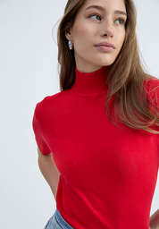 Minus MSLima Rullekrave Strik T-Shirt 4175 Tomato