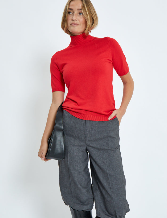 Minus MSLima Rullekrave Strik T-Shirt 4175 Tomato