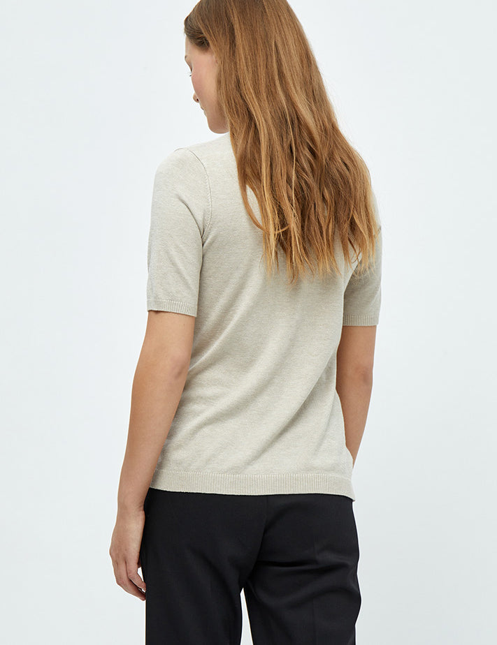 Minus MSLima Rullekrave Strik T-Shirt 9015M Sand Gray Melange