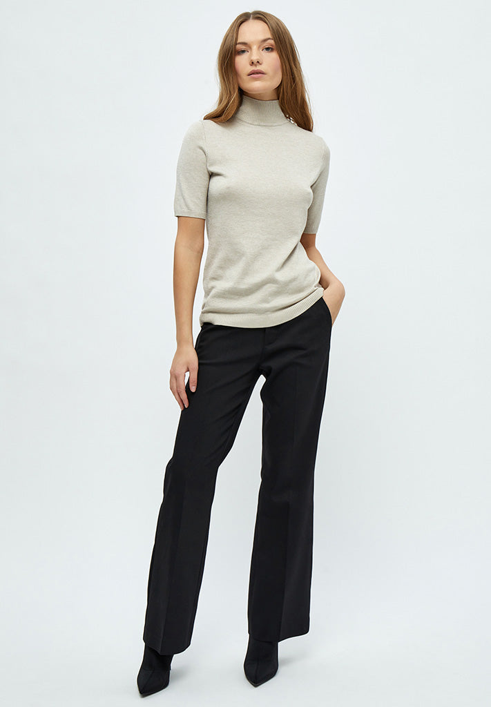 Minus MSLima Rullekrave Strik T-Shirt 9015M Sand Gray Melange