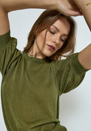 Minus MSLiva Metallic Pullover T-Shirt 3099MET Olive Green Met.