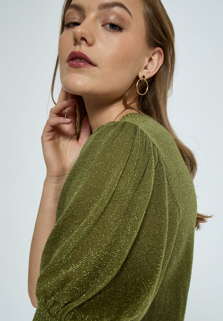 Minus MSLiva Metallic Pullover T-Shirt 3099MET Olive Green Met.
