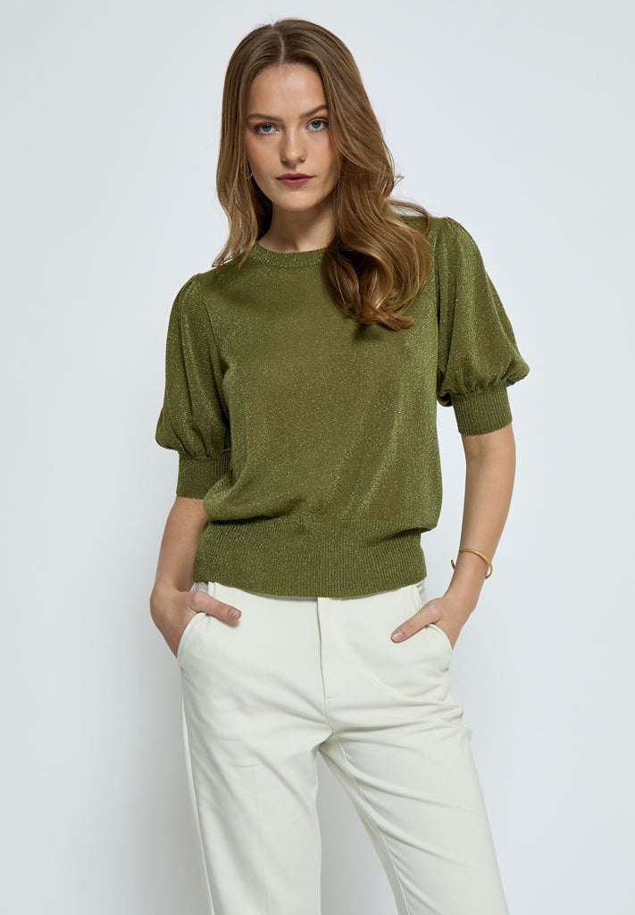 Minus MSLiva Metallic Pullover T-Shirt 3099MET Olive Green Met.