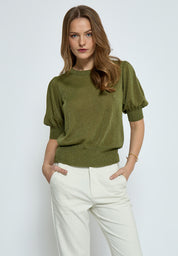 Minus MSLiva Metallic Pullover T-Shirt 3099MET Olive Green Met.