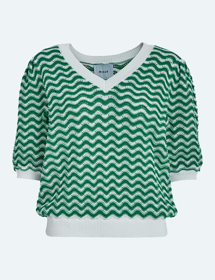 Minus MSMaika T-Shirt T-Shirt 3384S Golf Green Striped