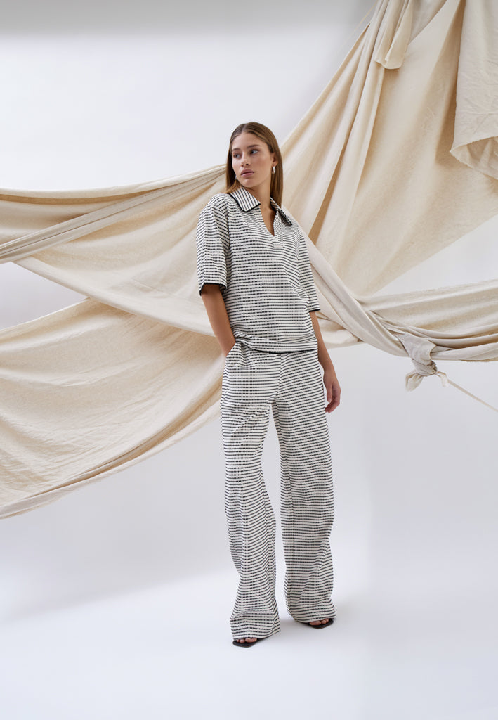 Minus MSMaki High Waist Pant Bukser 100S Black Striped