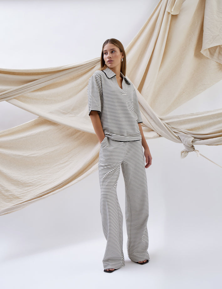 Minus MSMaki High Waist Pant Bukser 100S Black Striped