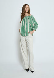 Minus MSMerilla Off Shoulder Blouse Bluser 3201 Palm Green