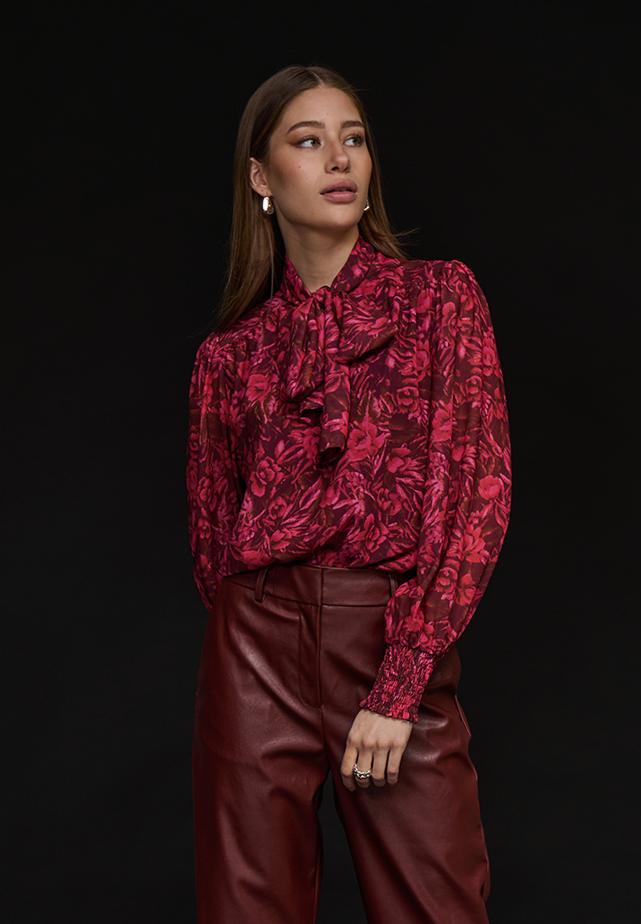 Minus MSMikela Bluse Bluser 4122P Magenta Pink Print