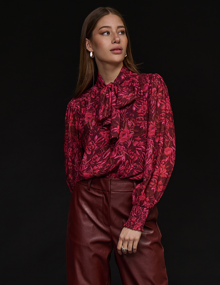 Minus MSMikela Bluse Bluser 4122P Magenta Pink Print