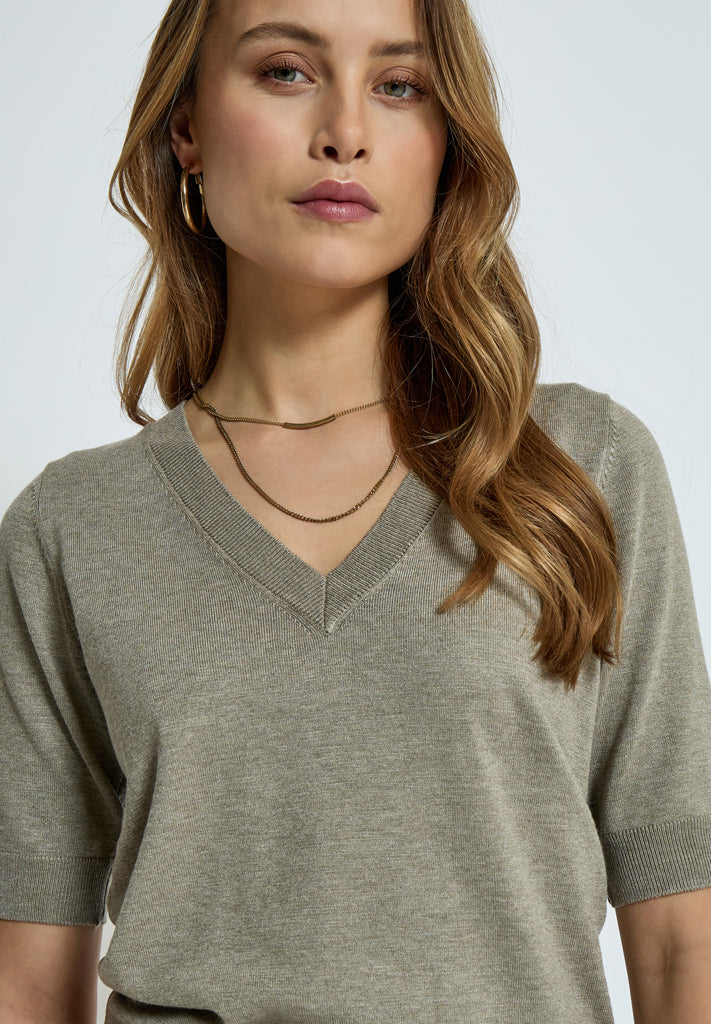 Minus MSMilla Strik T-Shirt T-Shirt 399 Wood Smoke Melange