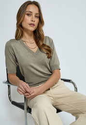 Minus MSMilla Strik T-Shirt T-Shirt 399 Wood Smoke Melange
