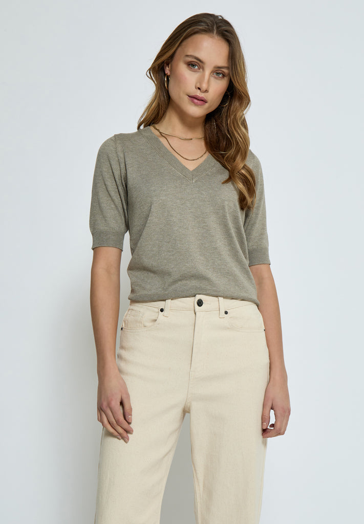 Minus MSMilla Strik T-Shirt T-Shirt 399 Wood Smoke Melange