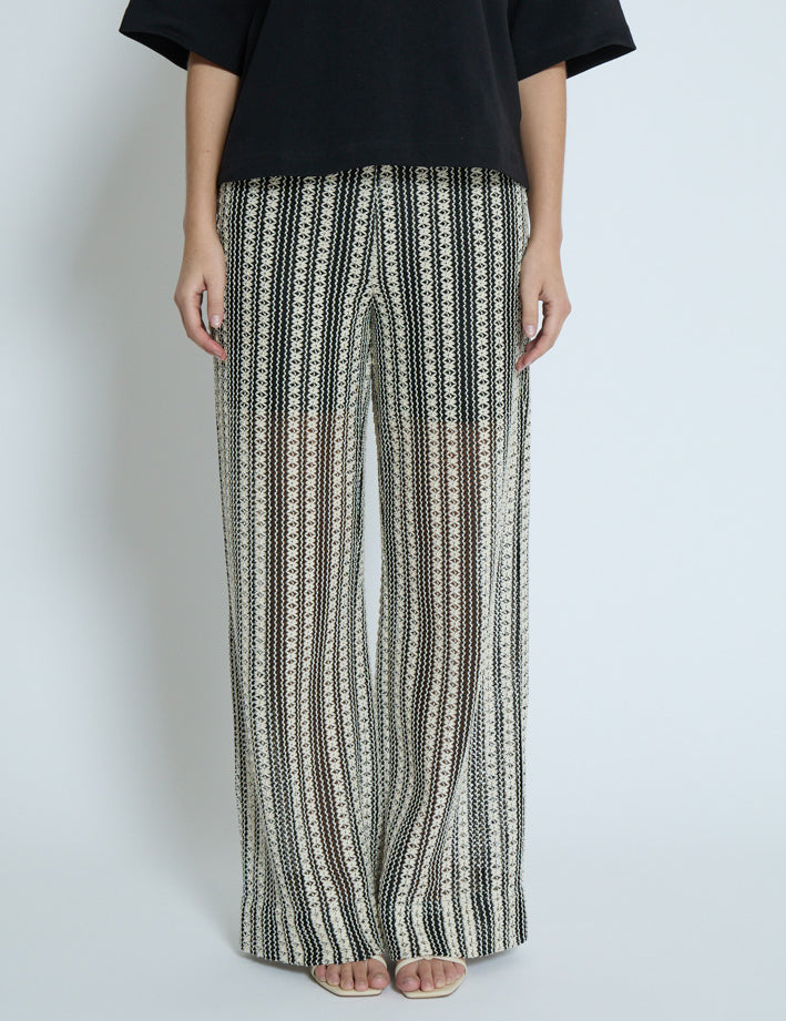 Minus MSNila Pant Bukser 100S Black Striped