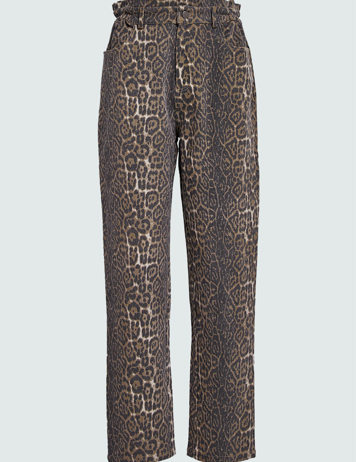 Minus MSRana Pant Bukser 9011P Brown Leo Print