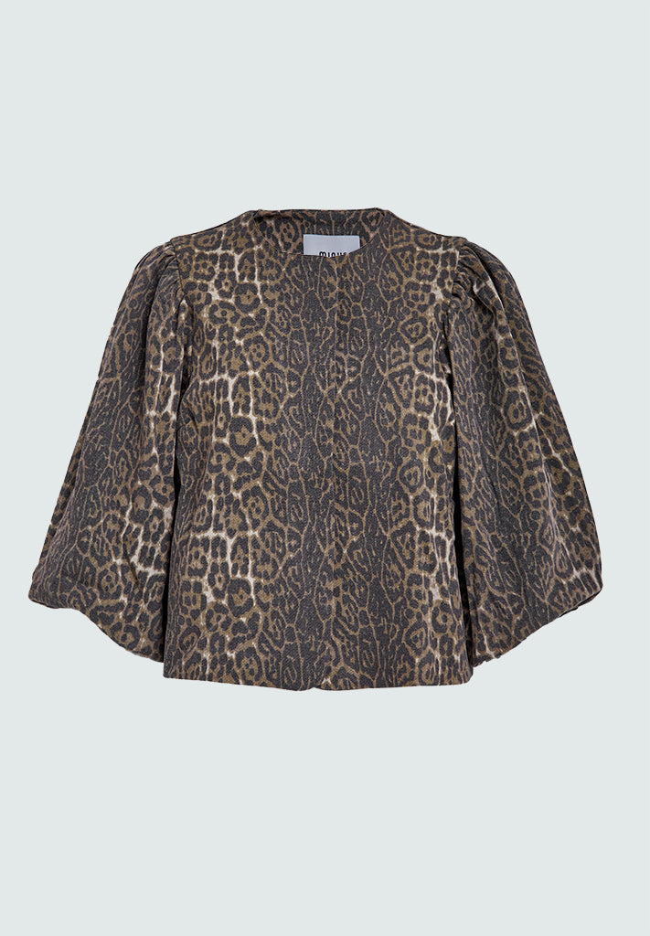 Minus MSRana Short Jacket Jakker 9011P Brown Leo Print