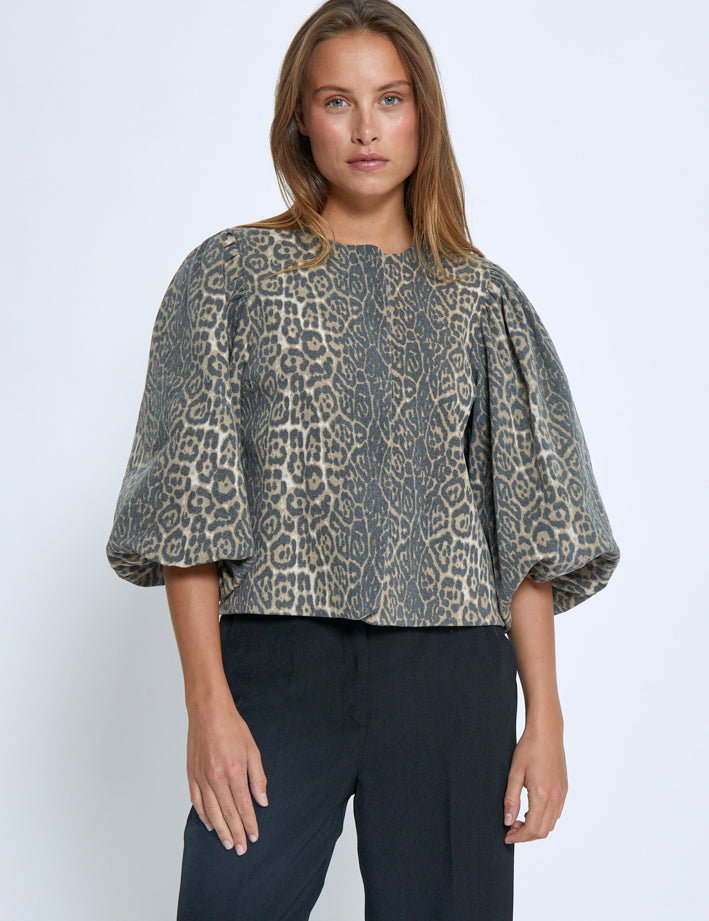 Minus MSRana Short Jacket Jakker 9011P Brown Leo Print