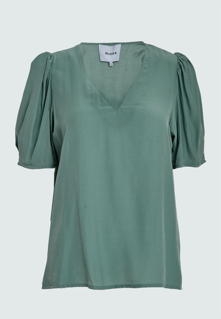 Minus MSRevi V-Neck Blouse Bluser 5811 Frosty Spruce