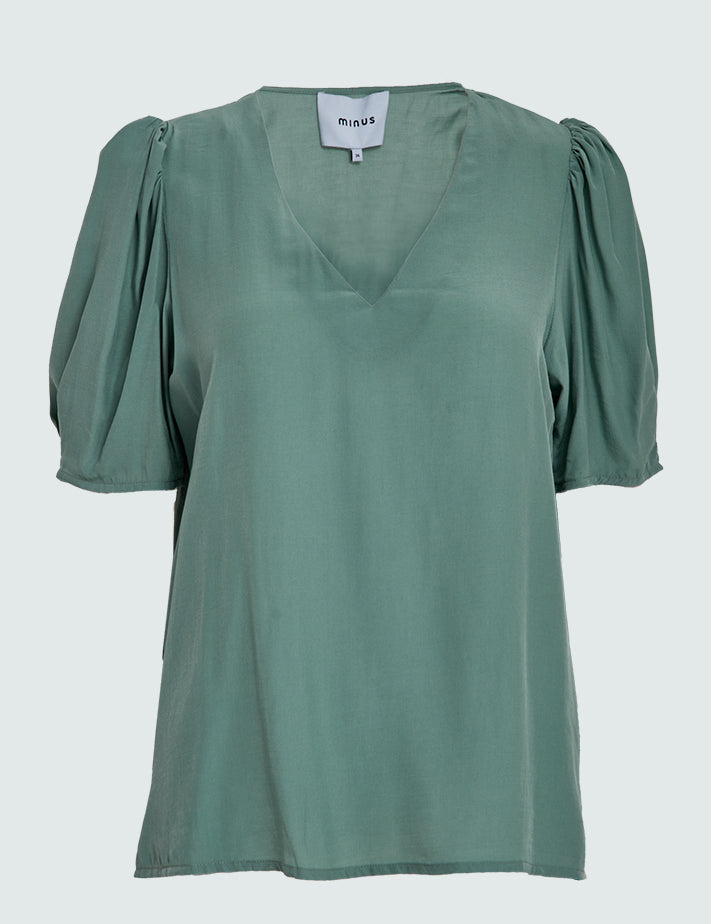 Minus MSRevi V-Neck Blouse Bluser 5811 Frosty Spruce