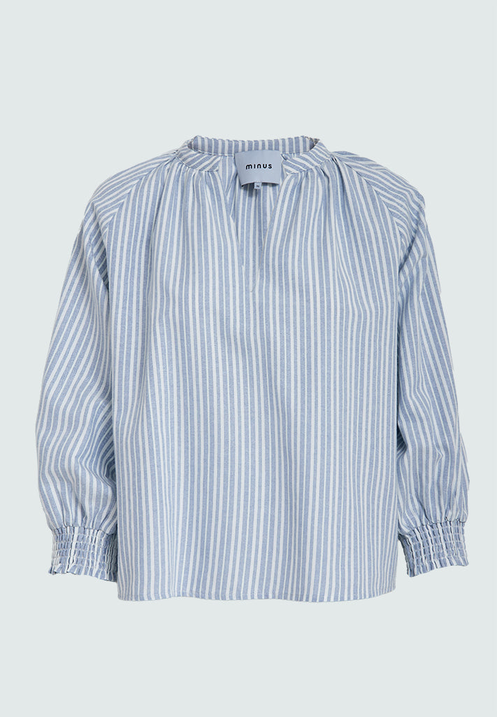 Minus MSRinea Blouse Bluser 1048S Ice Blue Stripe