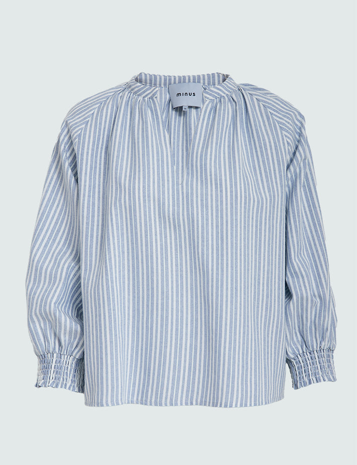 Minus MSRinea Blouse Bluser 1048S Ice Blue Stripe