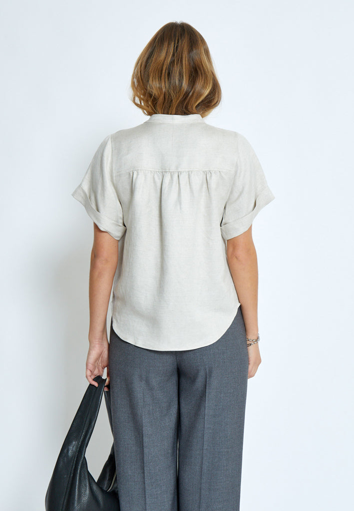 Minus MSSabbi Linen Blouse Bluser 353M Nomad Sand Melange
