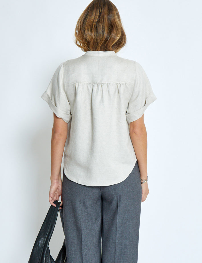 Minus MSSabbi Linen Blouse Bluser 353M Nomad Sand Melange