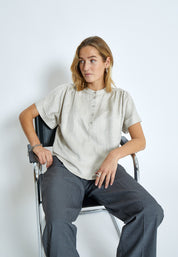 Minus MSSabbi Linen Blouse Bluser 353M Nomad Sand Melange