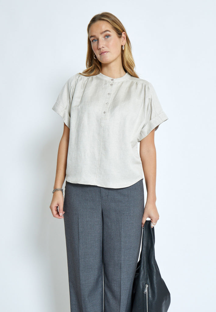 Minus MSSabbi Linen Blouse Bluser 353M Nomad Sand Melange