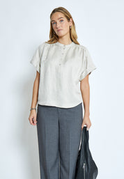 Minus MSSabbi Linen Blouse Bluser 353M Nomad Sand Melange