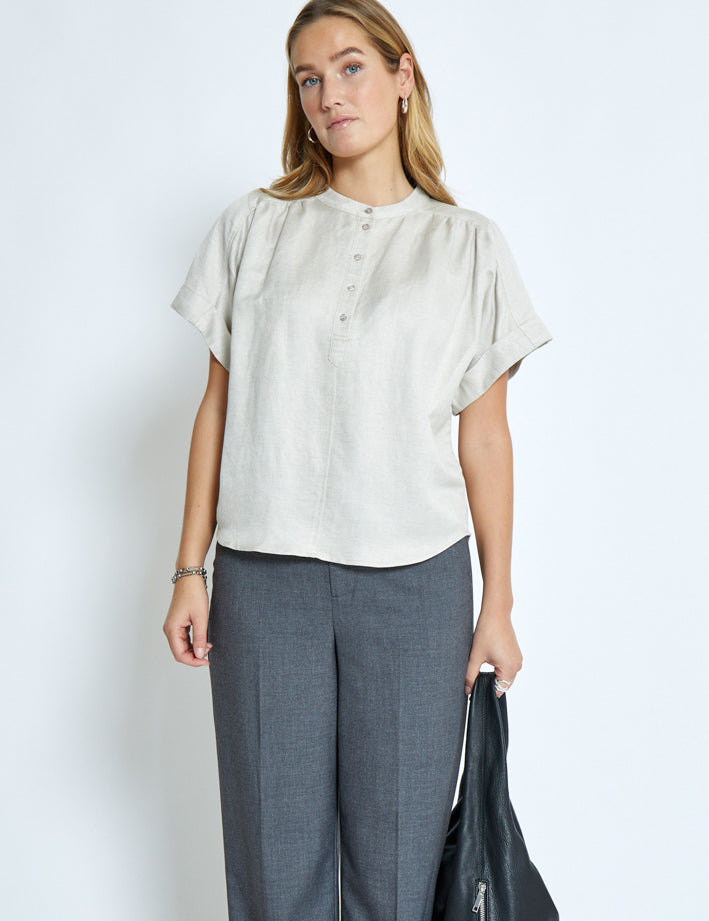 Minus MSSabbi Linen Blouse Bluser 353M Nomad Sand Melange
