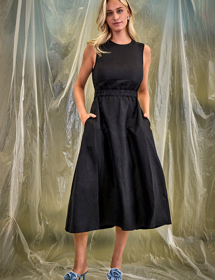 Minus MSSabbi Midi Linen Dress Kjoler Sort