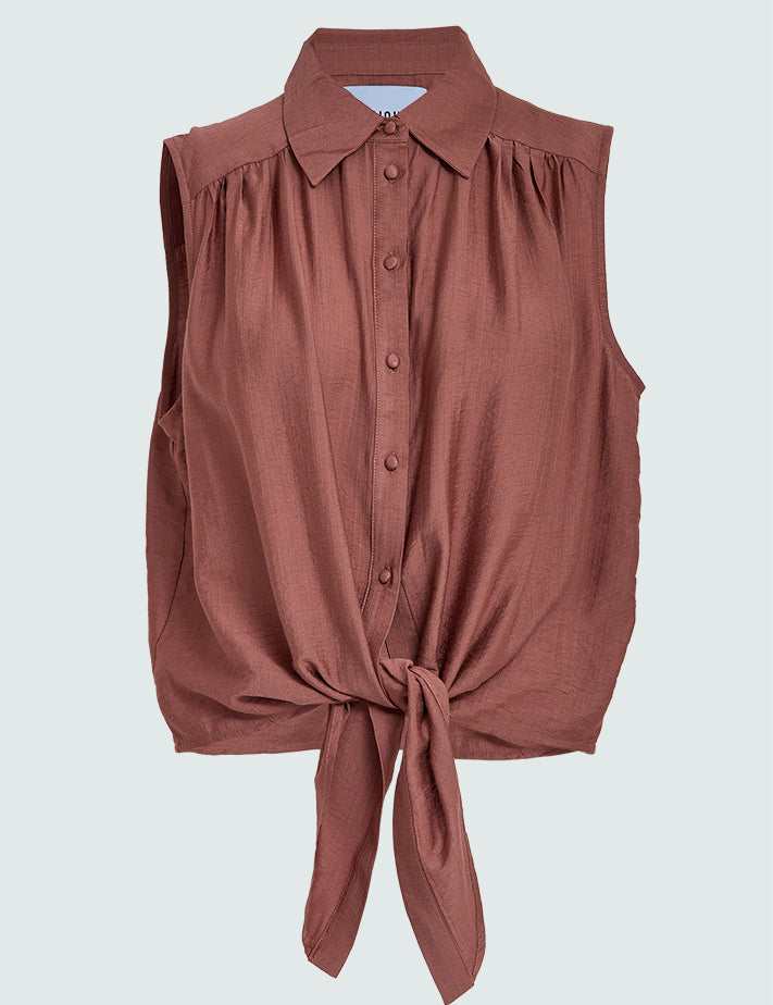 Minus MSSeria Sleveless Shirt Skjorter 4800 Smoked Paprika