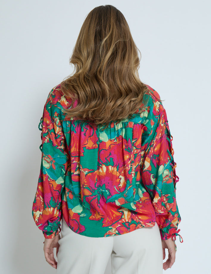 Minus MSThilda V Bluse Bluser 7220P Teaberry Pink Print