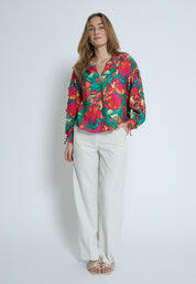 Minus MSThilda V Bluse Bluser 7220P Teaberry Pink Print