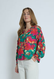 Minus MSThilda V Bluse Bluser 7220P Teaberry Pink Print