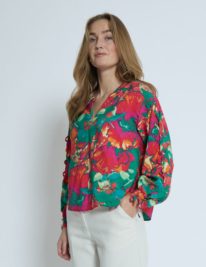 Minus MSThilda V Bluse Bluser 7220P Teaberry Pink Print