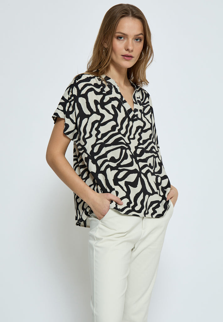 Minus MSTiana Bluse Bluser 235P Cloud Dancer Print