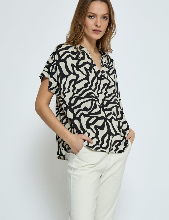 Minus MSTiana Bluse Bluser 235P Cloud Dancer Print