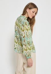 Minus MSValmia V Bluse Bluser 3987P Olive Branch Print