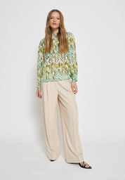 Minus MSValmia V Bluse Bluser 3987P Olive Branch Print