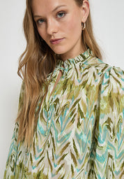 Minus MSValmia V Bluse Bluser 3987P Olive Branch Print